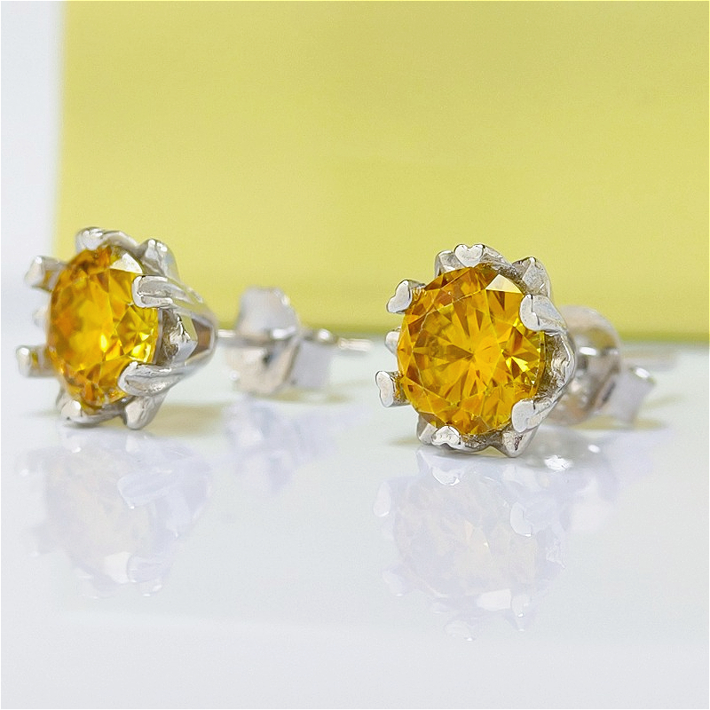 Yellow Moissanite 925 Silver Snowflake Earrings